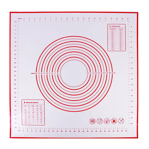 60cmx60cm Silicone Pastry Mat Non-slip Kitchen Baking Cookies Pizza Pad with Measurement Scale (BPA-free, No FDA Certificate) - Red - 1