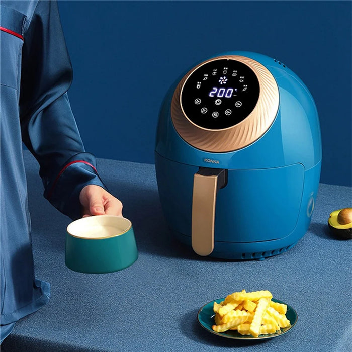 KONKA KGKZ-AS2 EU Plug 3.5L Smart Touch Control Electric Oven Healthy Oilless Air Fryer French Fries Maker (No FDA Certificate, BPA-Free) - Blue - 3