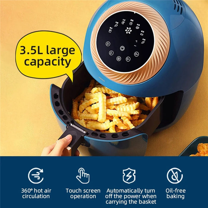 KONKA KGKZ-AS2 EU Plug 3.5L Smart Touch Control Electric Oven Healthy Oilless Air Fryer French Fries Maker (No FDA Certificate, BPA-Free) - Blue - 5