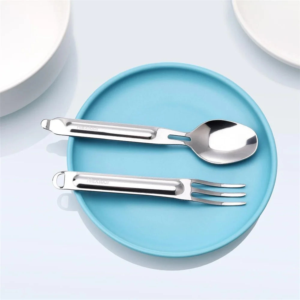 NEXTOOL Picnic Hiking Stainless Steel Utensil Set Fork Spoon Camping Cutlery Kit (BPA-Free, No FDA Certified) - 5