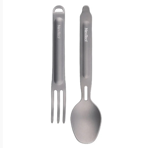 NEXTOOL Titanium Soup Spoon Camping Utensil Set Cutlery Kit for Outdoor Picnic Hiking (BPA-Free, No FDA Certified) - 1