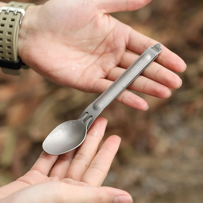 NEXTOOL Titanium Soup Spoon Camping Utensil Set Cutlery Kit for Outdoor Picnic Hiking (BPA-Free, No FDA Certified) - 5