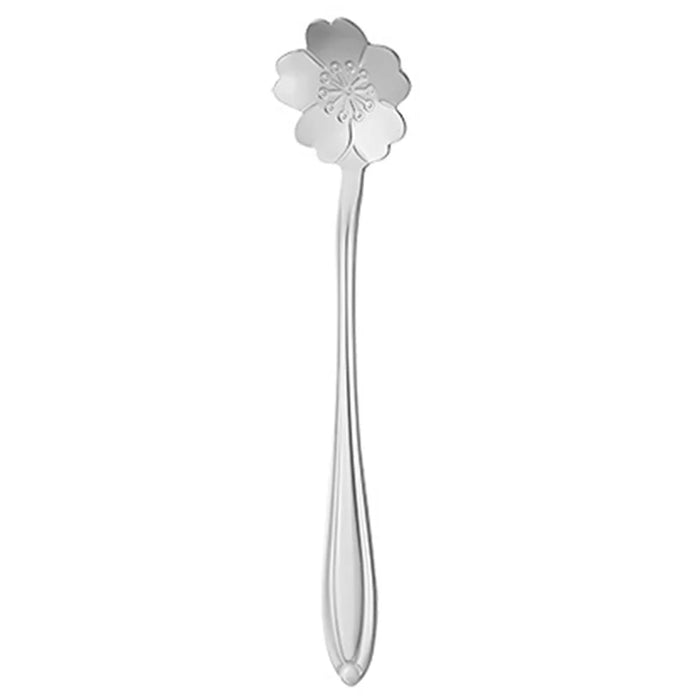 2-Piece Set Mixing Spoon 12.5cm Stainless Steel Sakura Coffee Spoon (without FDA Certificate) - Silver - 1