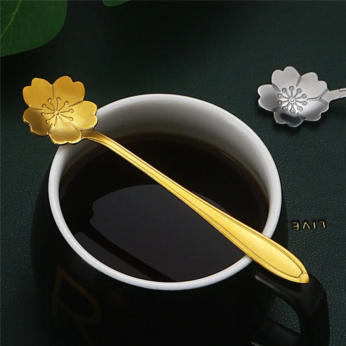 2-Piece Set Mixing Spoon 12.5cm Stainless Steel Sakura Coffee Spoon (without FDA Certificate) - Silver - 6
