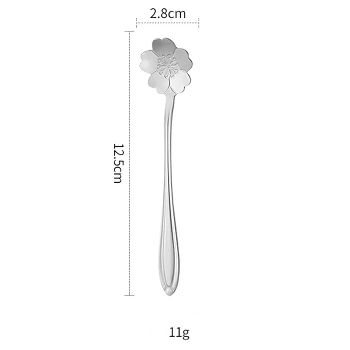 2-Piece Set Mixing Spoon 12.5cm Stainless Steel Sakura Coffee Spoon (without FDA Certificate) - Silver - 7