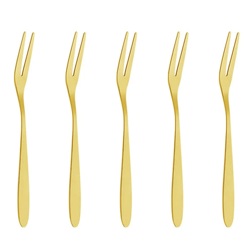 5Pcs / Set Stainless Steel Fork Ice Cream Spoon Kitchen Utensils (BPA Free, No FDA) - Two-Prong Fork - 1