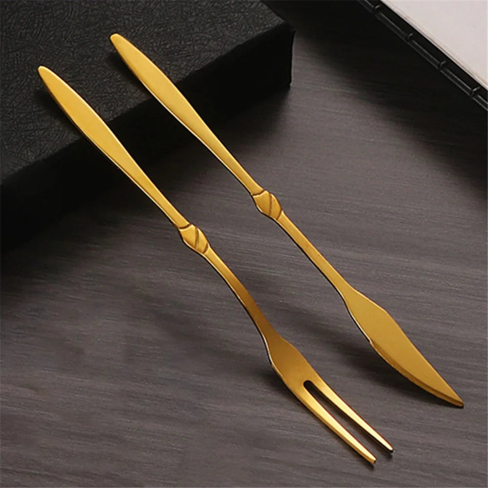 5Pcs / Set Stainless Steel Fork Ice Cream Spoon Kitchen Utensils (BPA Free, No FDA) - Two-Prong Fork - 3