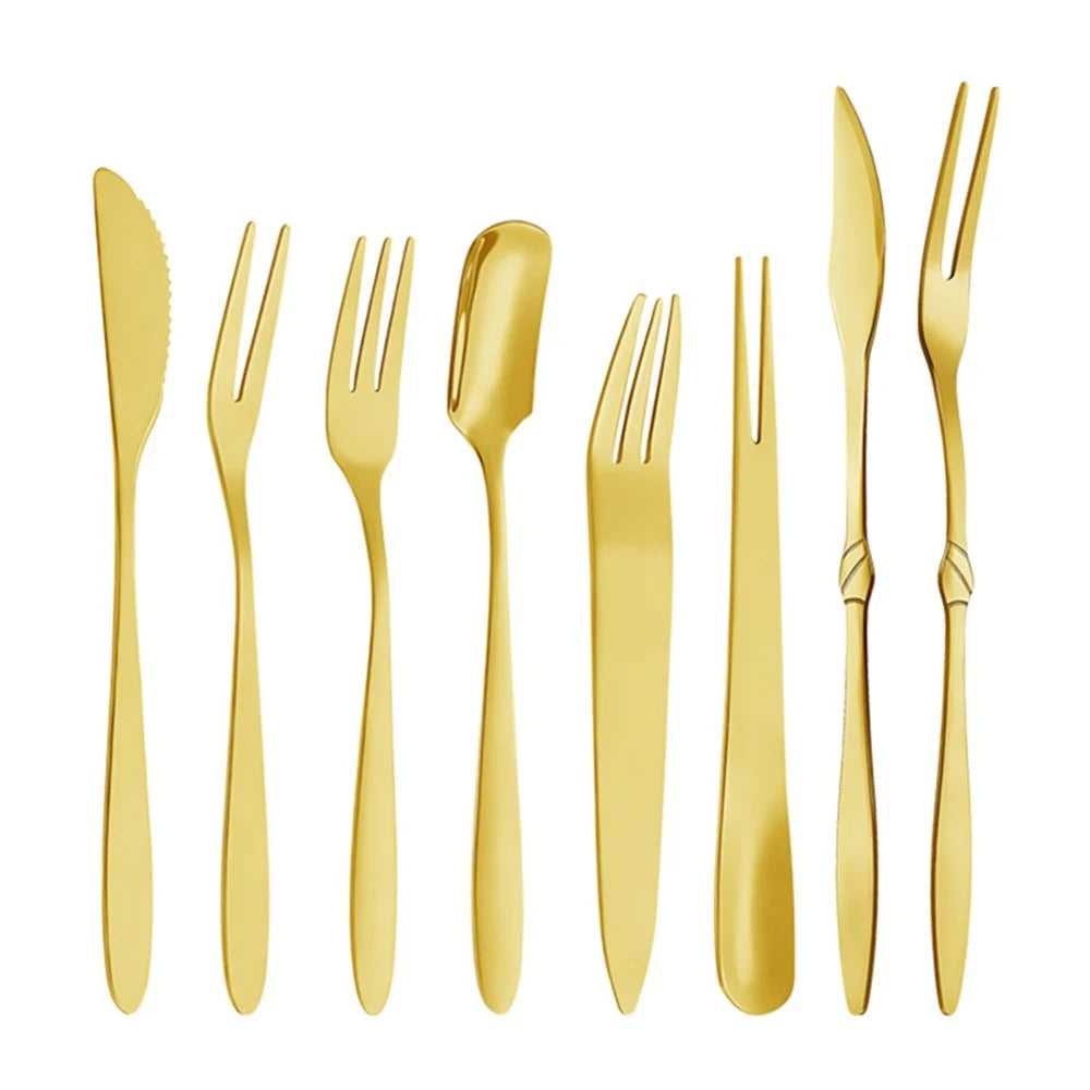 5Pcs / Set Stainless Steel Fork Ice Cream Spoon Kitchen Utensils (BPA Free, No FDA) - Two-Prong Fork - 6