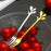 10Pcs 12cm Leaf Design Stainless Steel Fruit Dessert Spoon / Fork, Silver (BPA Free, No FDA) - Fork - 2