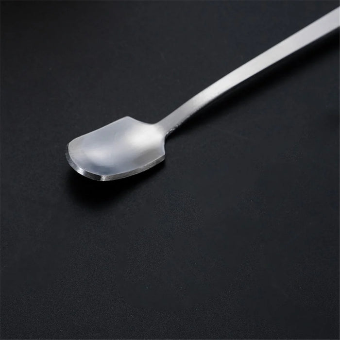 8Pcs 17.3cm Coffee Stirring Spoon Stainless Steel Square Head Long Handle Spoon, Silver (BPA Free, No FDA) - 4