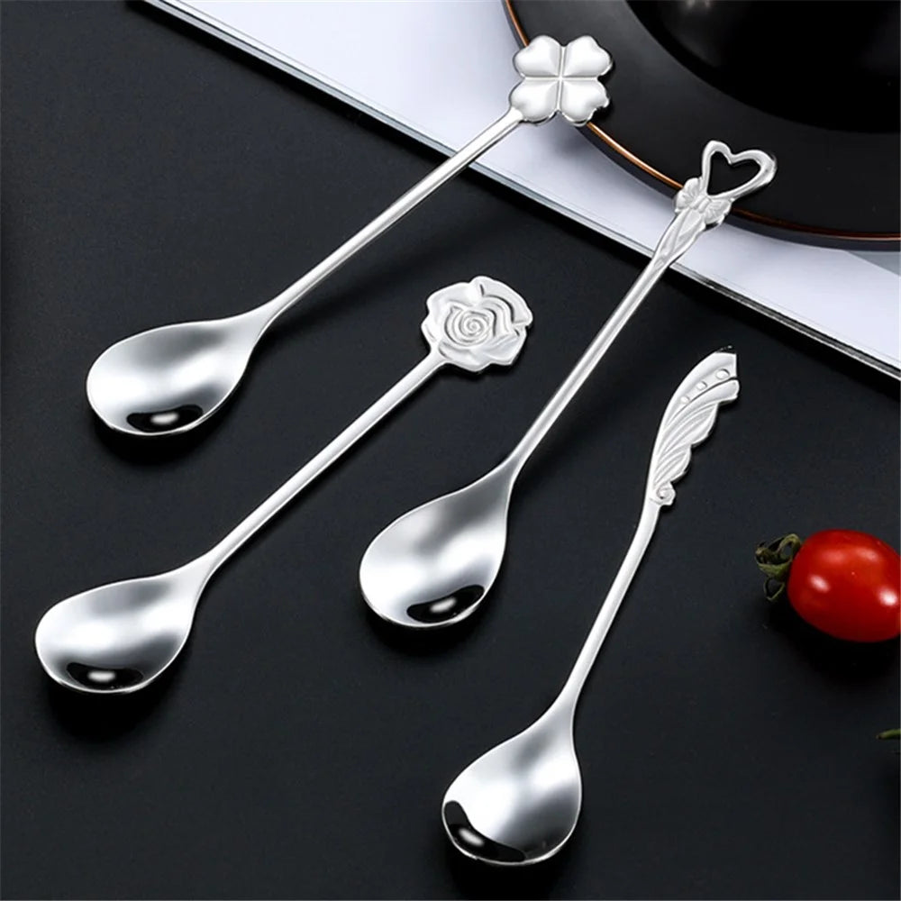 Stainless Steel Coffee Tea Stirring Spoon Dessert Spoon, Silver (BPA Free, No FDA) - Clover - 2