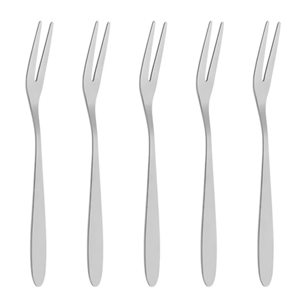 5Pcs Small Spoon / Fork Stainless Steel Dessert Spoon Fruit Fork (BPA Free, No FDA Certificate) - Two-tine fork - 1