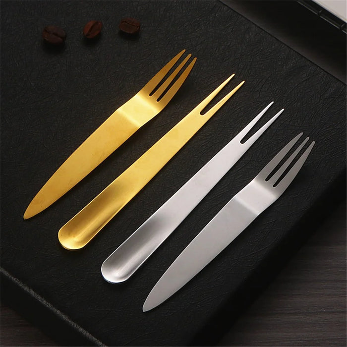 5Pcs Small Spoon / Fork Stainless Steel Dessert Spoon Fruit Fork (BPA Free, No FDA Certificate) - Two-tine fork - 4