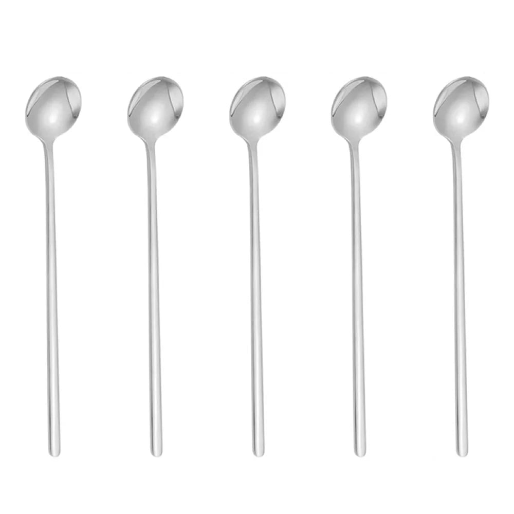 5Pcs Small Coffee Spoon Stainless Steel Round Dessert Spoon (BPA Free, No FDA Certificate) - Silver - 1