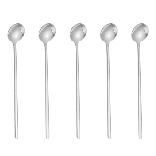 5Pcs Small Coffee Spoon Stainless Steel Round Dessert Spoon (BPA Free, No FDA Certificate) - Silver - 1