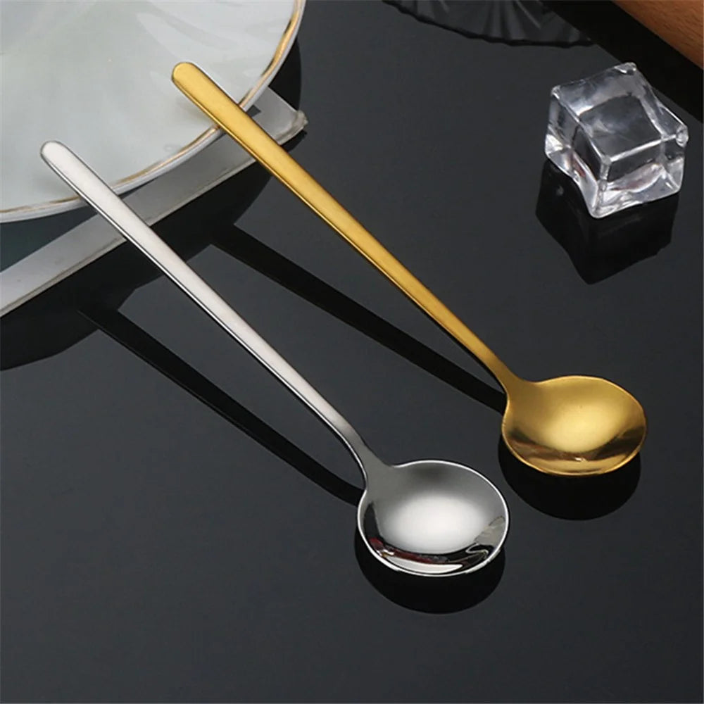 5Pcs Small Coffee Spoon Stainless Steel Round Dessert Spoon (BPA Free, No FDA Certificate) - Silver - 3