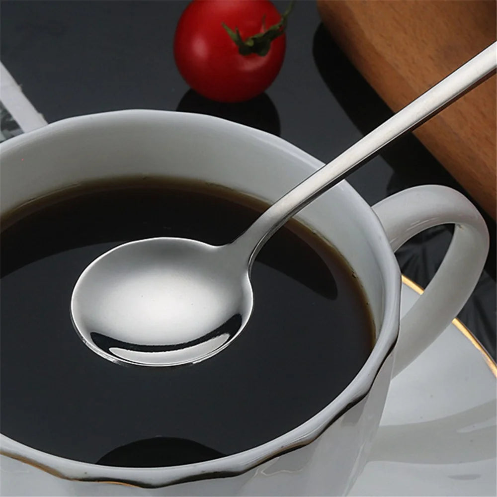 5Pcs Small Coffee Spoon Stainless Steel Round Dessert Spoon (BPA Free, No FDA Certificate) - Silver - 4