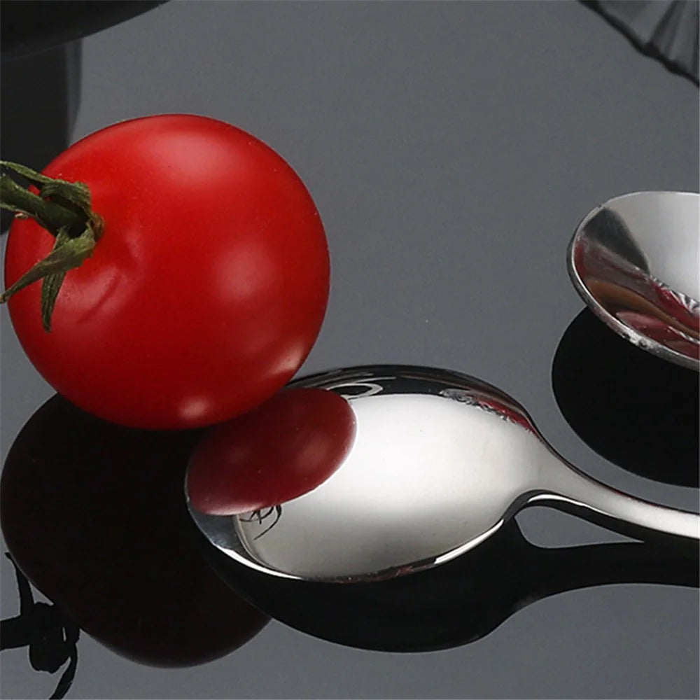 5Pcs Small Coffee Spoon Stainless Steel Round Dessert Spoon (BPA Free, No FDA Certificate) - Silver - 5