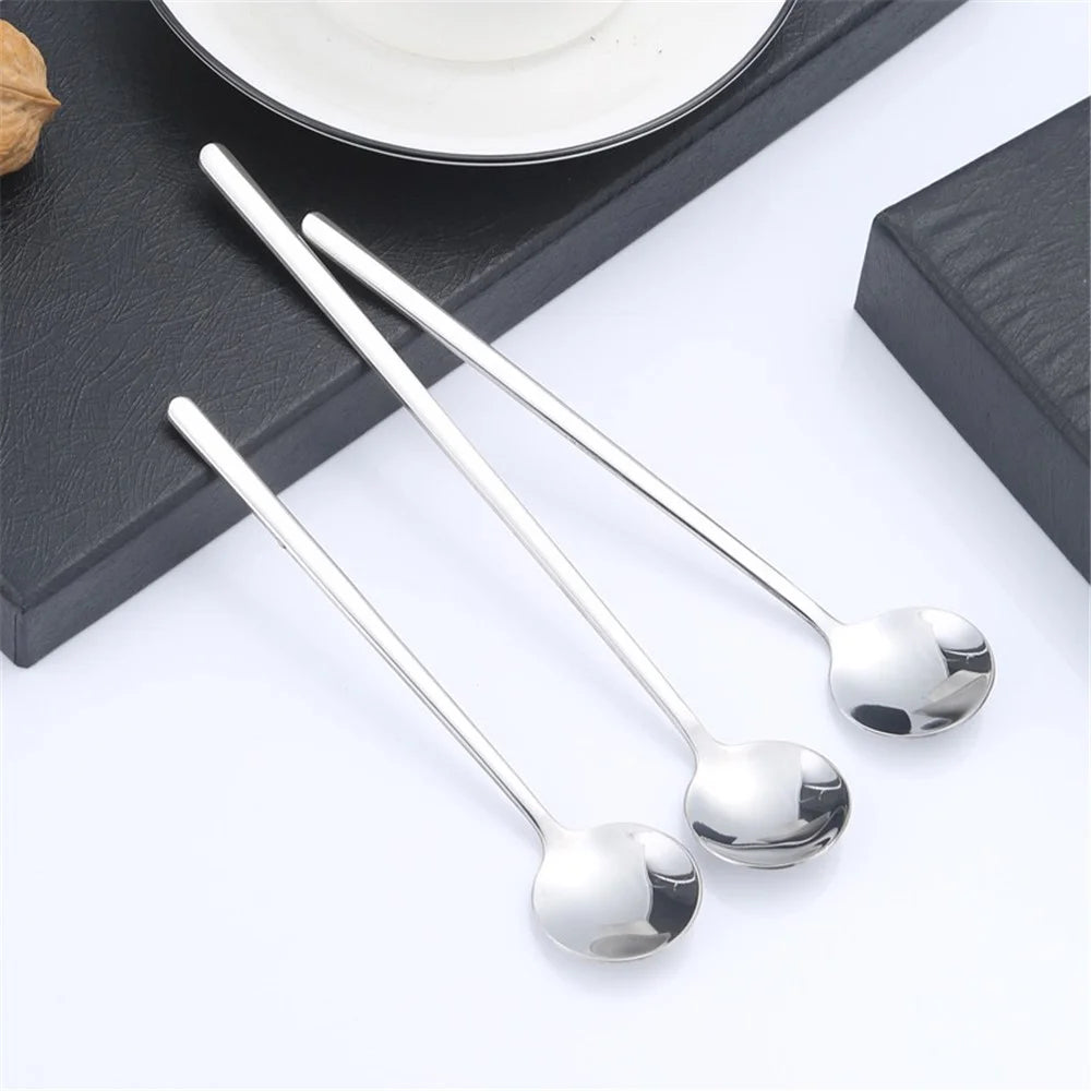 5Pcs Small Coffee Spoon Stainless Steel Round Dessert Spoon (BPA Free, No FDA Certificate) - Silver - 6