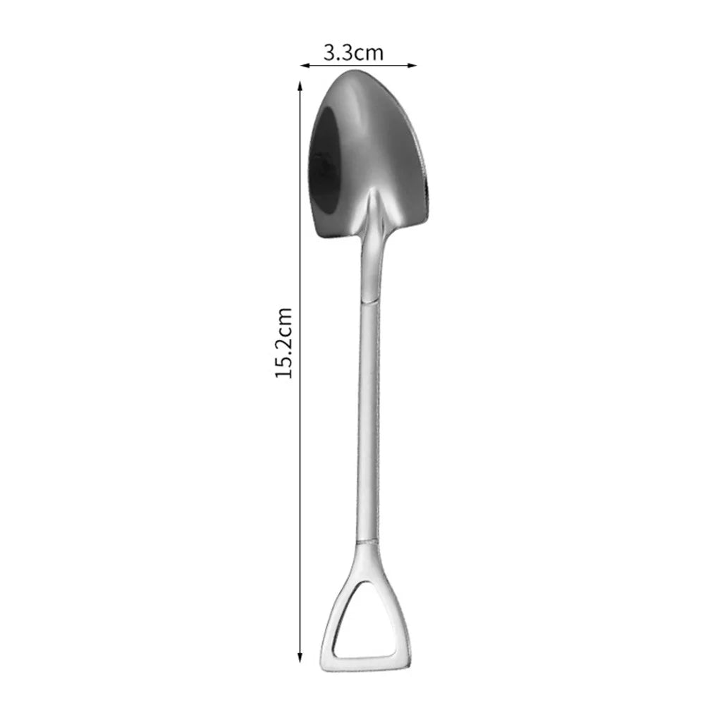 5Pcs Shovel Shape Spoon Stainless Steel Watermelon Dessert Spoon (BPA Free, No FDA Certificate) - Silver Triangle Shovel - 6