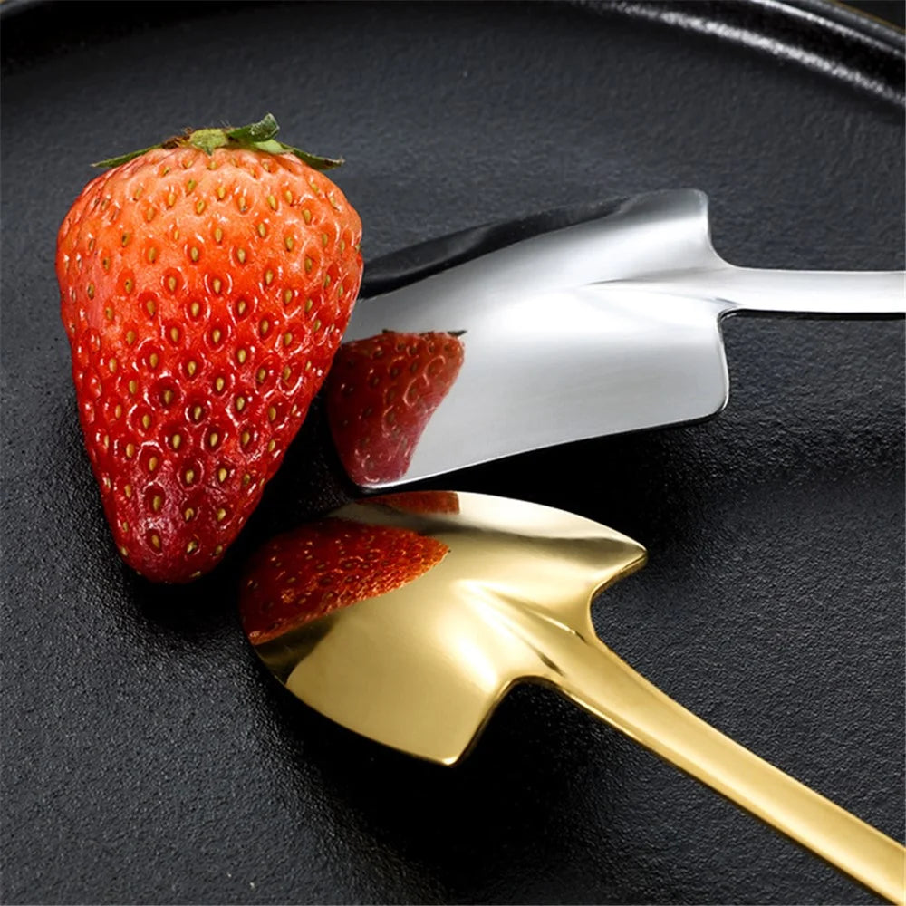 4Pcs Shovel Shape Spoon Stainless Steel Dessert Fruit Spoons Set (BPA Free, No FDA Certificate) - 5