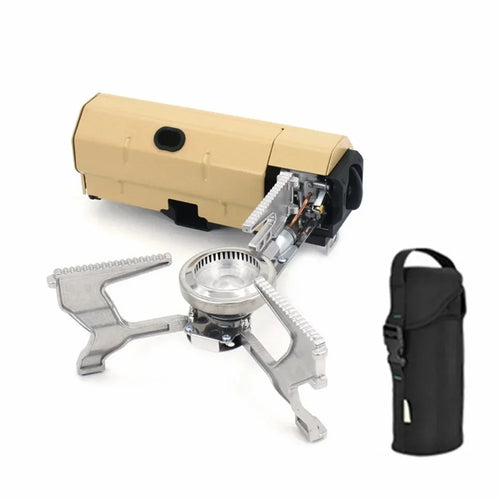 001 Portable Camping Stove Burner Outdoor Picnic Cooking Folding Gas Stove - Khaki - 1
