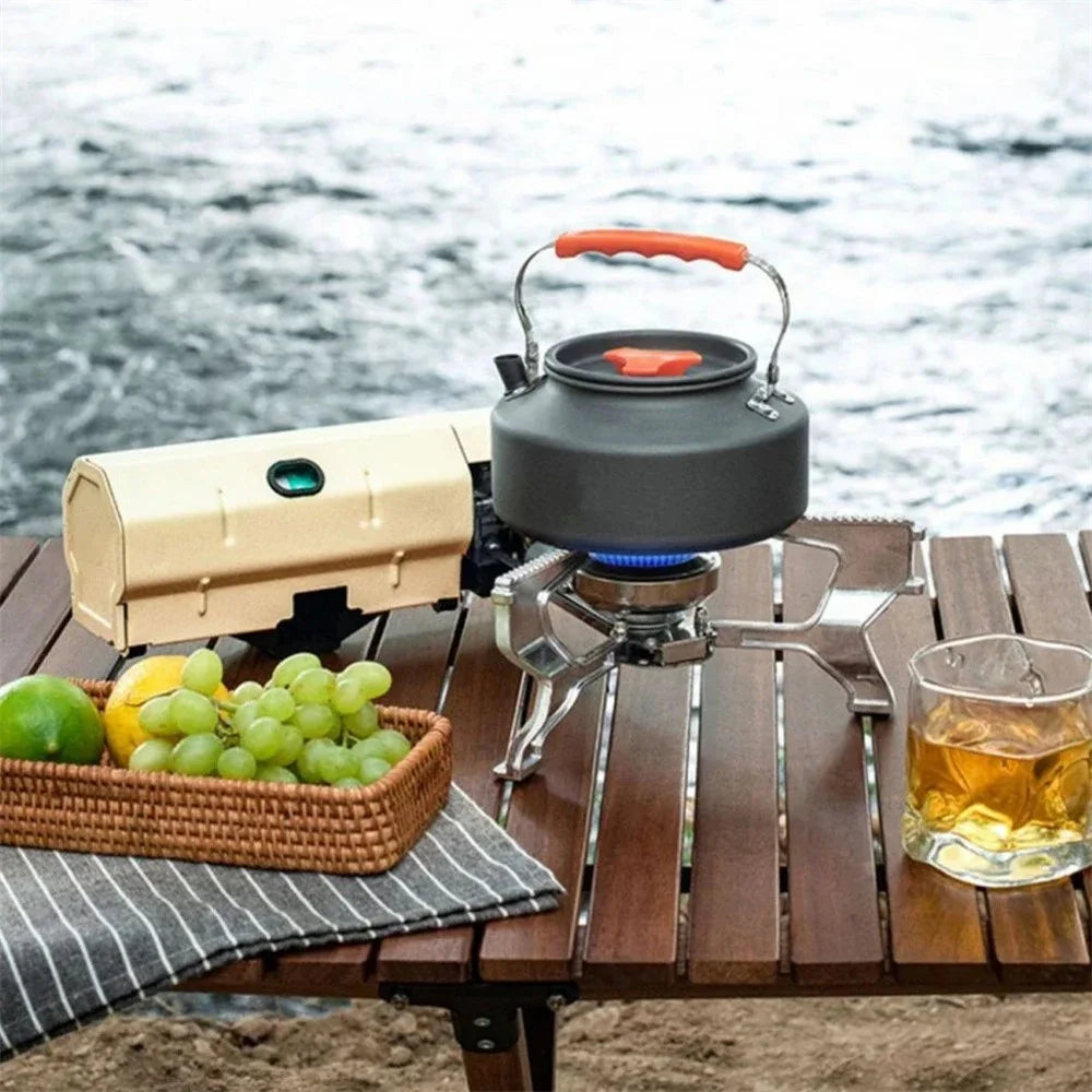 001 Portable Camping Stove Burner Outdoor Picnic Cooking Folding Gas Stove - Khaki - 3
