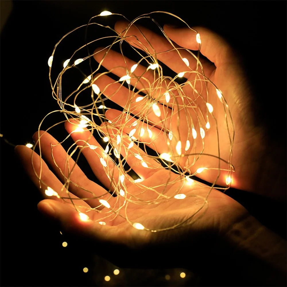 2 Meters/20 Lights LED Copper Wire Firefly Lights for Cake/Flowers/Gifts/Wedding/Christmas Decorations - Warm White - 2