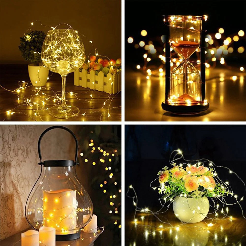 2 Meters/20 Lights LED Copper Wire Firefly Lights for Cake/Flowers/Gifts/Wedding/Christmas Decorations - Warm White - 5