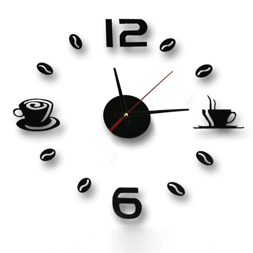 DIY Coffee Cup Creative Acrylic Wall Clock - Black - 1