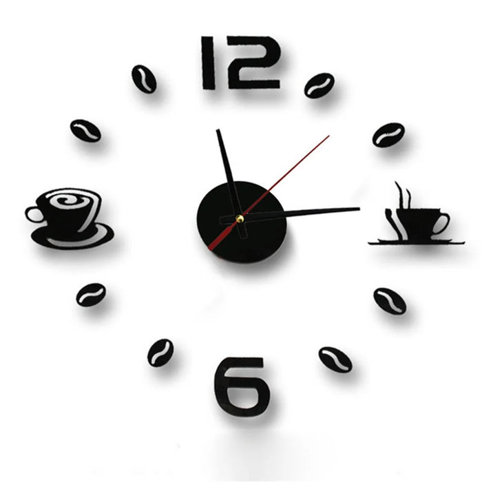 DIY Coffee Cup Creative Acrylic Wall Clock - Black - 1