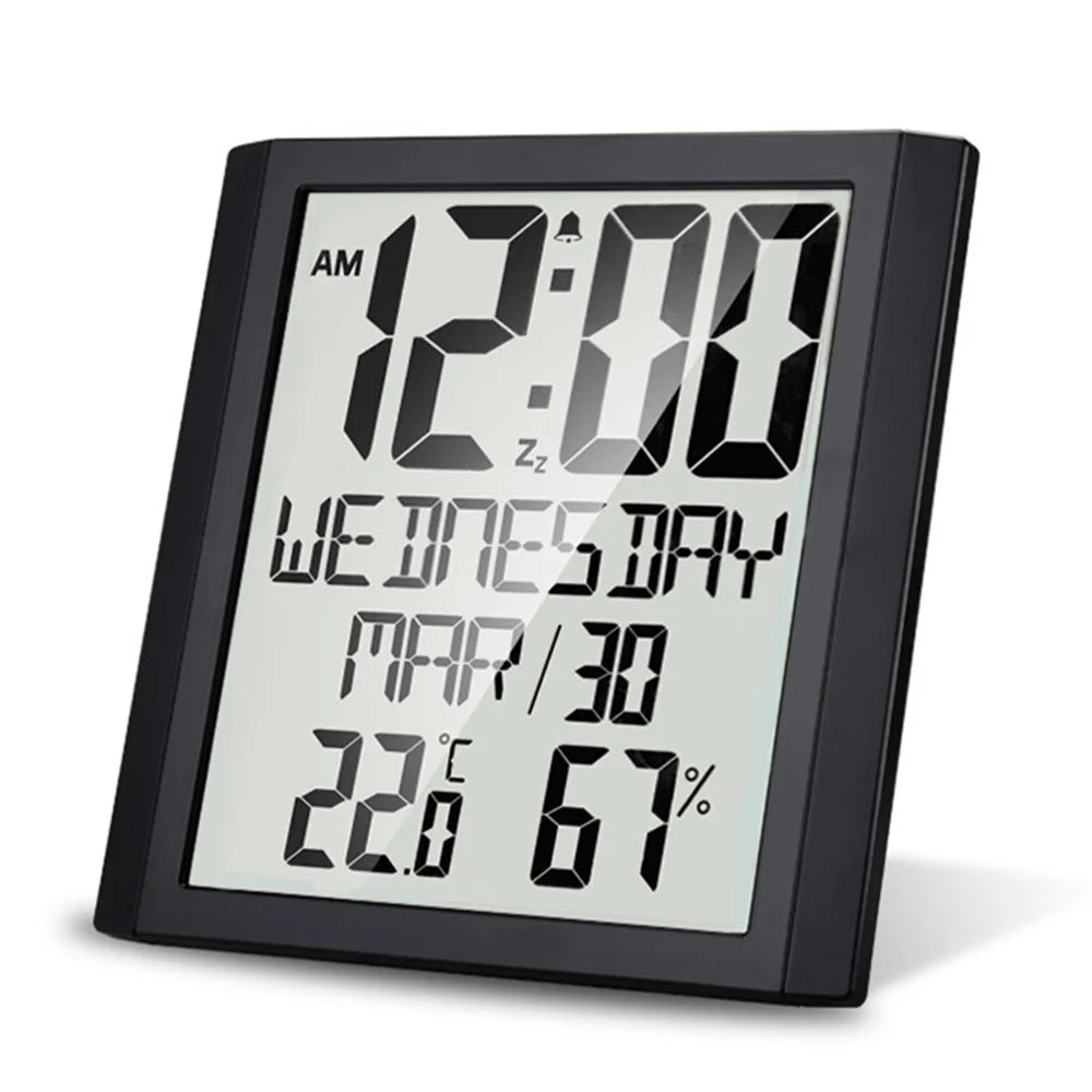 TS-8608 Multifunctional Electronic Wall Clock Home Temperature Humidity Meter Digital Wall Clock - 1
