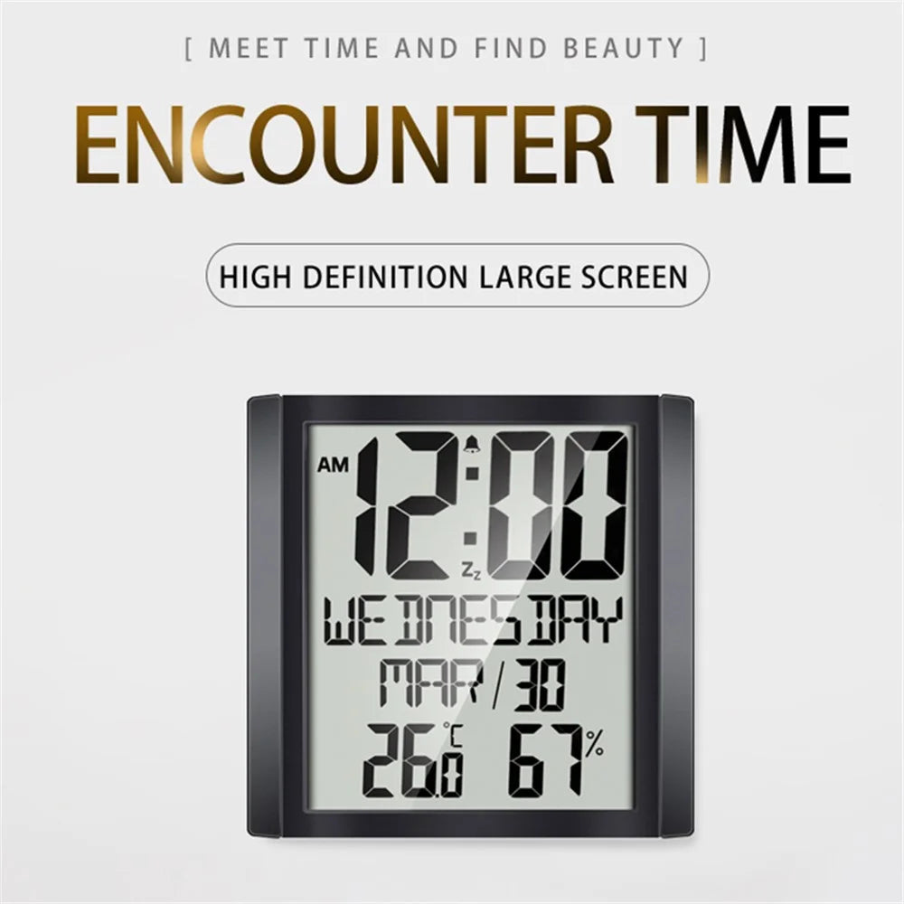 TS-8608 Multifunctional Electronic Wall Clock Home Temperature Humidity Meter Digital Wall Clock - 2