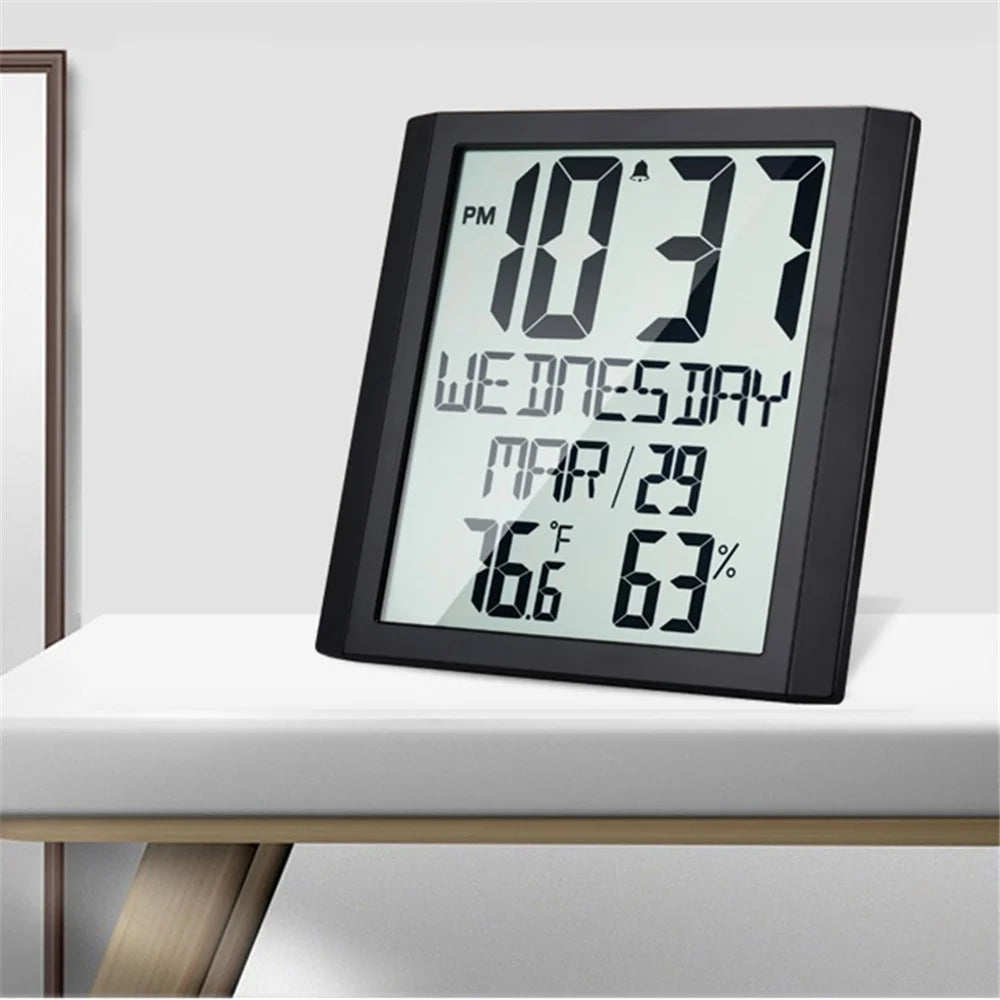 TS-8608 Multifunctional Electronic Wall Clock Home Temperature Humidity Meter Digital Wall Clock - 3