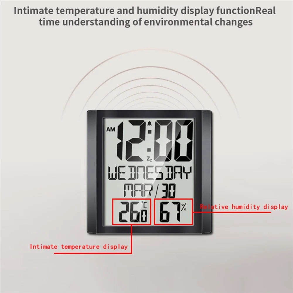 TS-8608 Multifunctional Electronic Wall Clock Home Temperature Humidity Meter Digital Wall Clock - 5