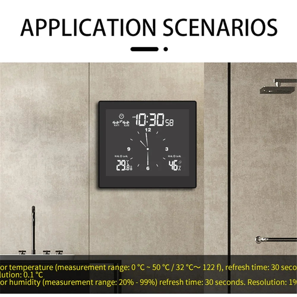 TS-WP10 Multifunctional Home Desktop Wall Clock Countdown Temperature Humidity Alert Waterproof Bathroom Alarm Clock - 4