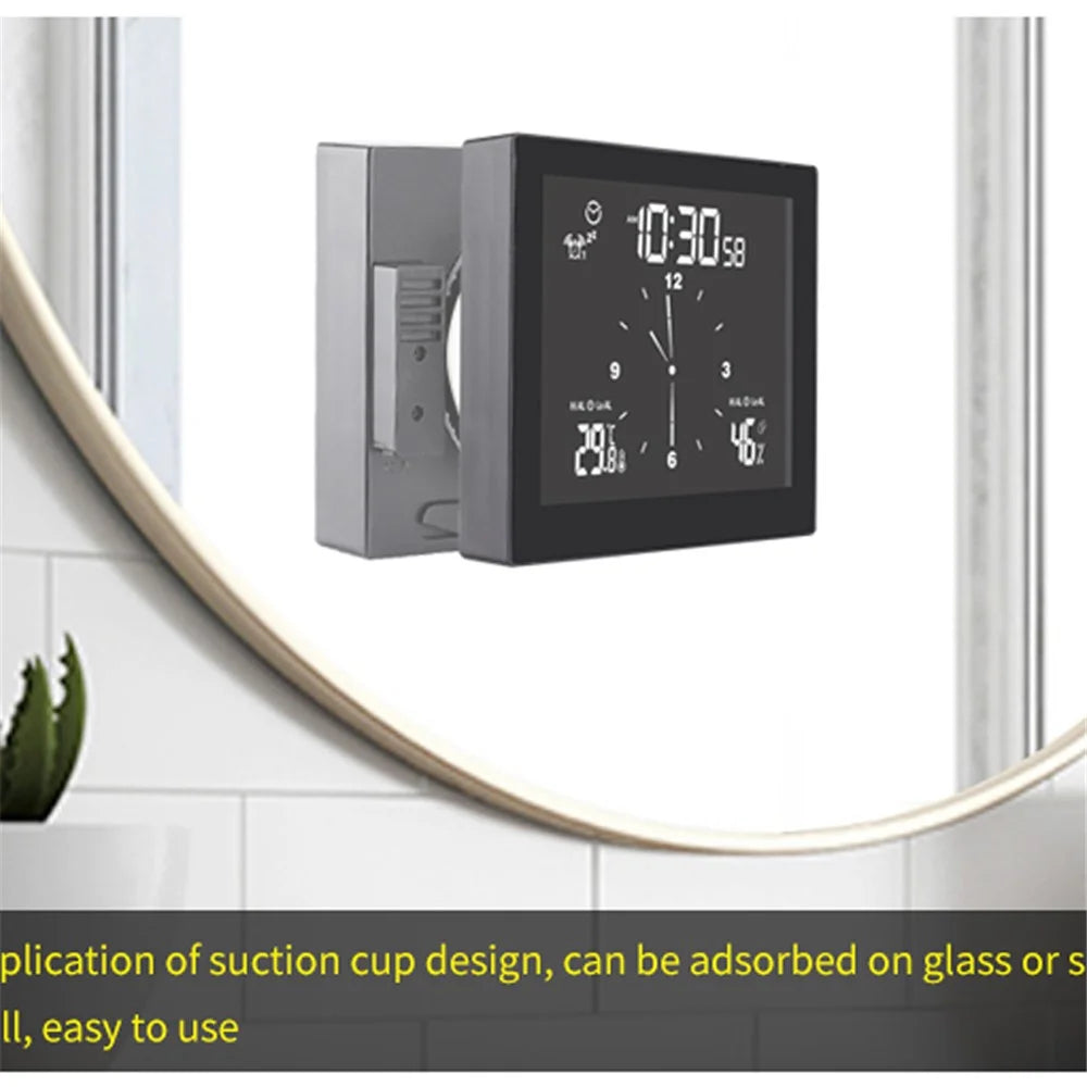 TS-WP10 Multifunctional Home Desktop Wall Clock Countdown Temperature Humidity Alert Waterproof Bathroom Alarm Clock - 5
