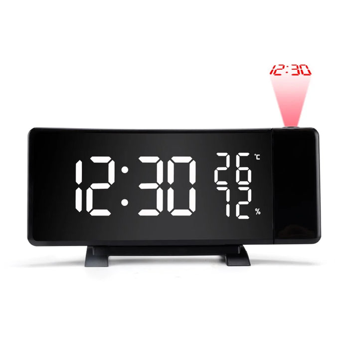TS-5210 LED Digital Projection Alarm Clock FM Radio Time Projector Table Clock Temperature and Humidity Meter - 1