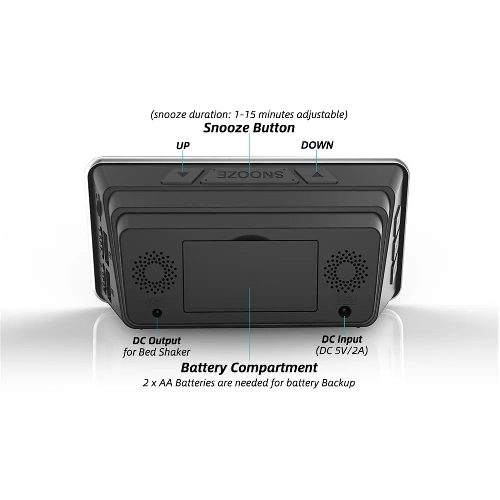 LIELONGREN T1H LED Digital Alarm Clock Dual Alarm Clocks with Snooze and Adjustable Volume (No Battery) - Green - 3