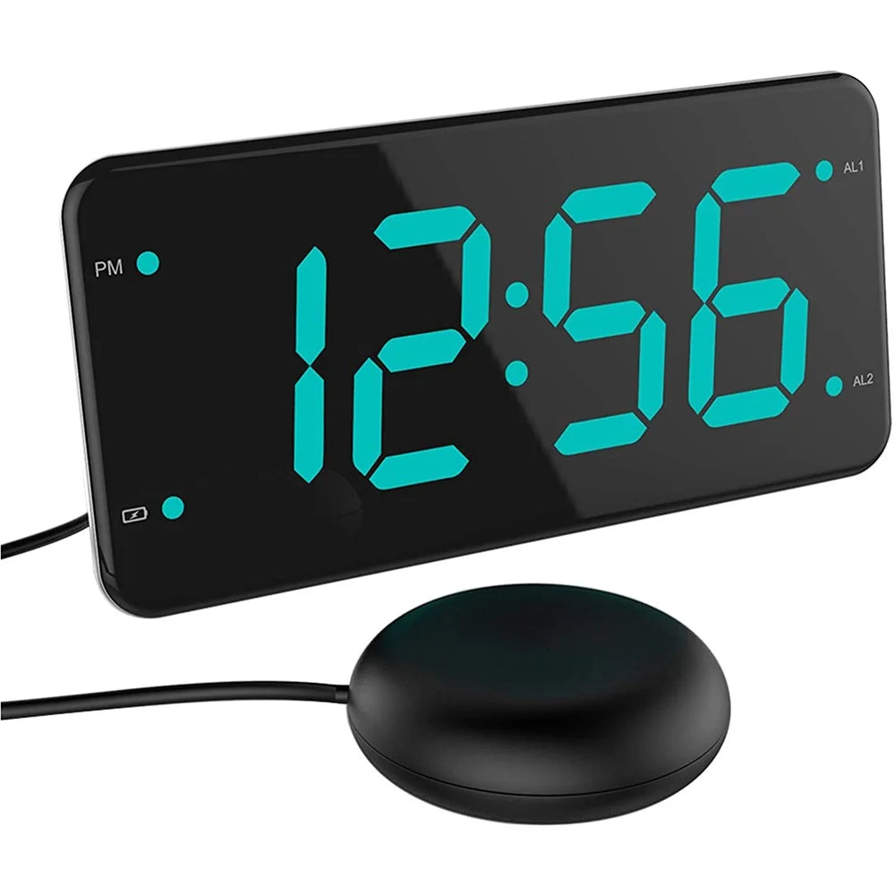 LIELONGREN T1H LED Digital Alarm Clock Dual Alarm Clocks with Snooze and Adjustable Volume (No Battery) - Green - 7