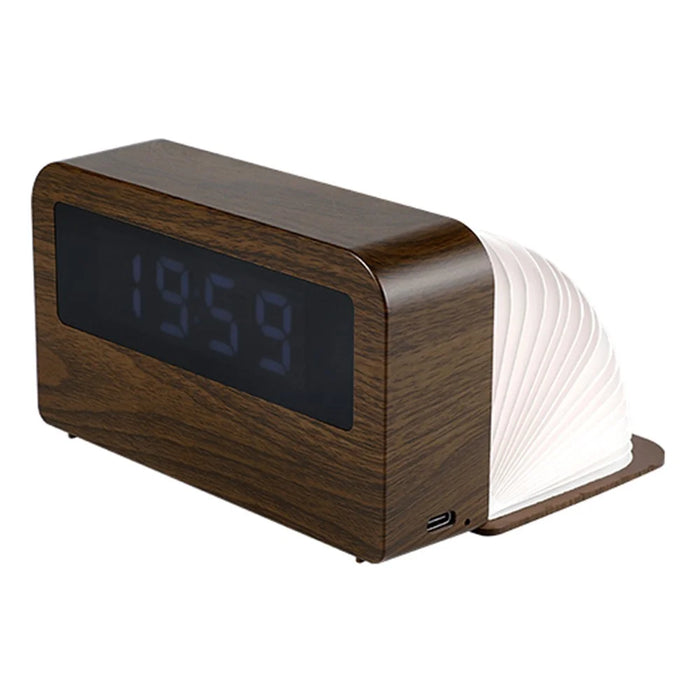 Y1 Wooden Alarm Clock Time Display Colorful Creative Book-shaped Light Desktop USB Rechargeable Smart Alarm Clock - 1