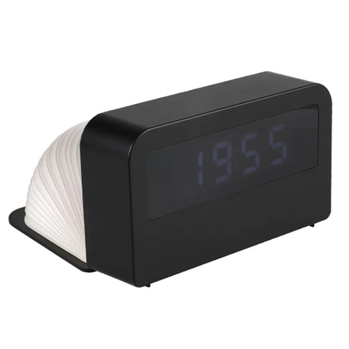 Y1 Creative Book-shaped Light Clock Time Display USB Rechargeable Smart Clock - Black - 1