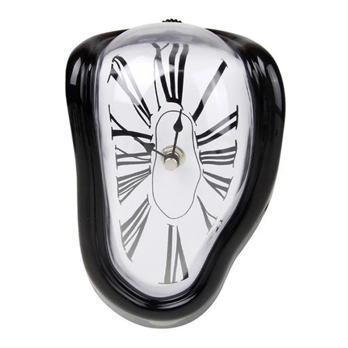 HENGYOU Special-Shaped PC Melting Clock Roman Numerals Melted Clock for Decorative Home Office Shelf Desk - Black - 1