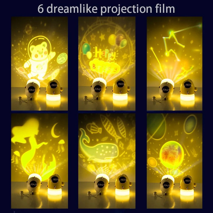 TW-L47 Portable Night Light Alarm Clock Romantic Projector Night Light for Kid Bedroom Home - Yellow - 5