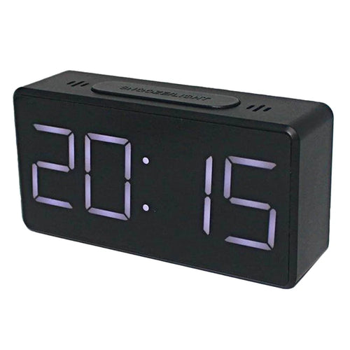 Mirror Digital Clock Snooze Bedside Alarm Clock with LED Display 12/24H Dual Format Clock (without Battery) - Black - 1
