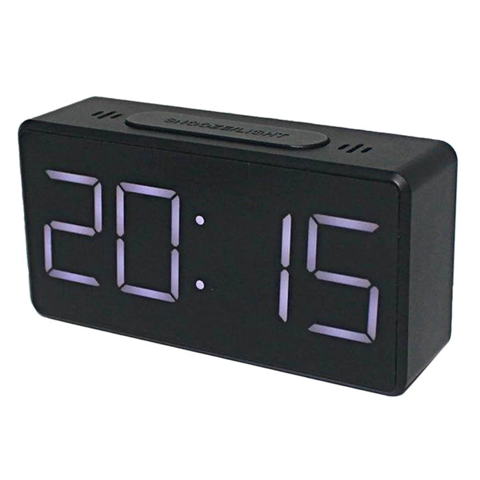 Mirror Digital Clock Snooze Bedside Alarm Clock with LED Display 12/24H Dual Format Clock (without Battery) - Black - 1