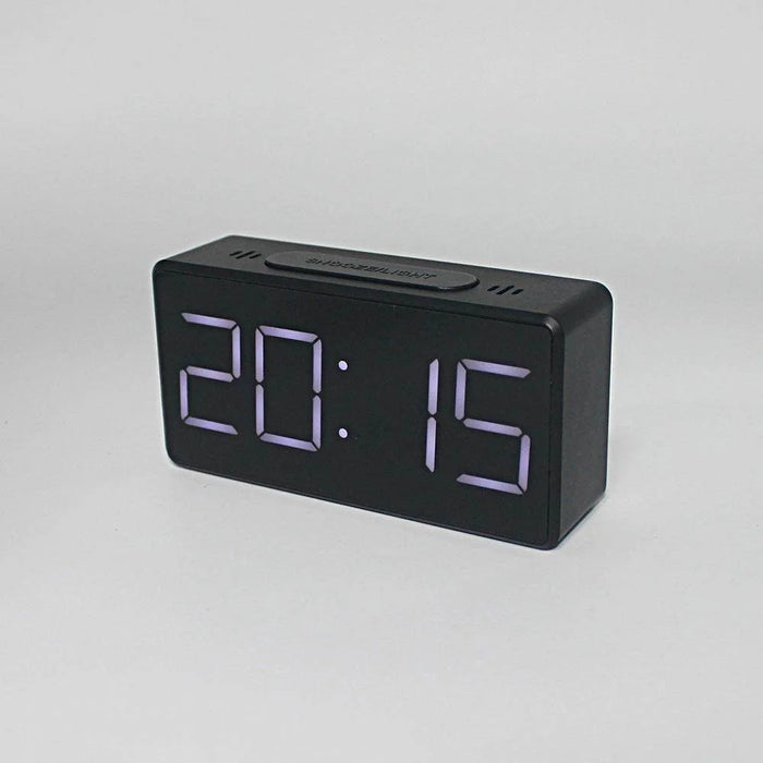 Mirror Digital Clock Snooze Bedside Alarm Clock with LED Display 12/24H Dual Format Clock (without Battery) - Black - 2