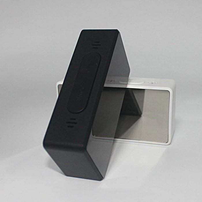 Mirror Digital Clock Snooze Bedside Alarm Clock with LED Display 12/24H Dual Format Clock (without Battery) - Black - 6