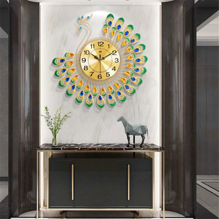 JT18116 60X60cm Creative 3D Peacock Wall Clock for Home Decoration and Living Room Decoration Handicraft Decoration Clock - 5