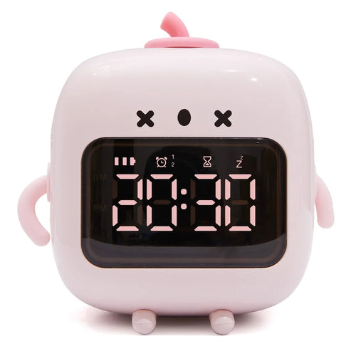 C3 Kid's Alarm Clock Digital Cute Bedside Clock Countdown Function Children's Sleep Trainer Snooze Traning Tool for Boys and Girls - Pink - 1
